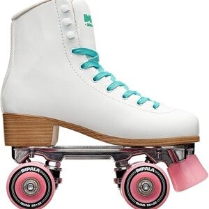impala roller skates- white pink and teal -size 8